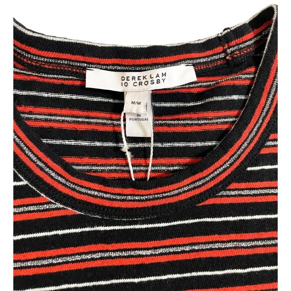 Derek Lam 10 Crosby Striped Knit Top Sweater Orange Silver Black SZ M NWT - Picture 4 of 9